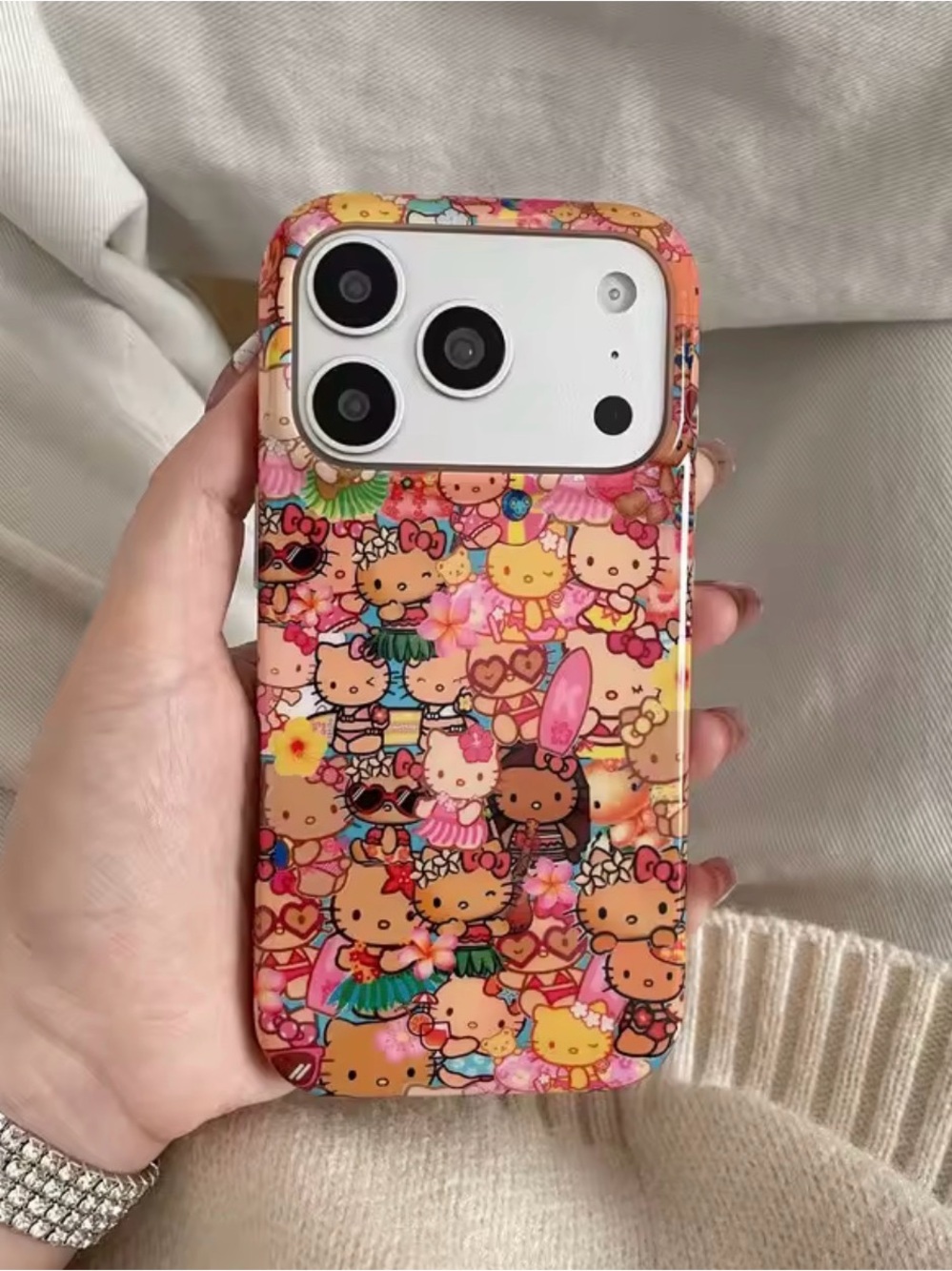 Hello Kitty Floral Pattern Pink Phone Case - 
Iphone 17 pro max
